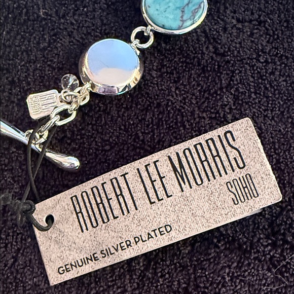 Robert Lee Morris Silver Bracelet with Turquoise Accents - Picture 2 of 5